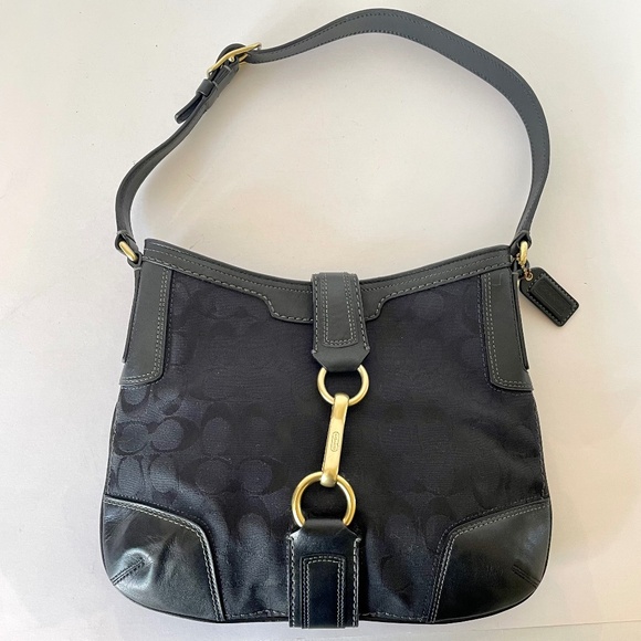 Coach Black Signature Canvas Slim Hamptons Hobo Bag 11058 - Picture 1 of 13